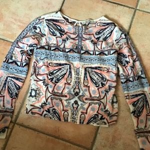 Abercrombie & Fitch embroidered mesh front long sleeve top Size XS